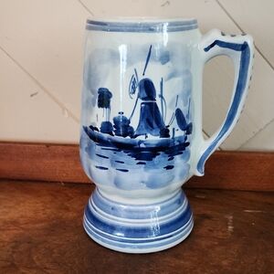 Vintage Blue Delft Ceramic Mug/Beer Stein